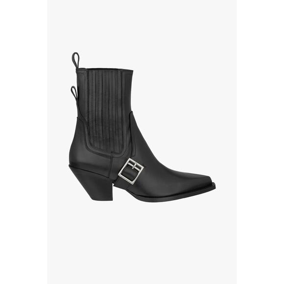 Zara SRPLS Limited Edition Black Leather Cowboy Boots Size 40 EU 9 US - Picture 1 of 13